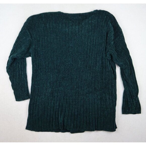 STEFANO - VINTAGE 90s WOMEN'S GREEN SOFT CHENILLE PULLOVER TUNIC SWEATER - 18/20 - Picture 7 of 8
